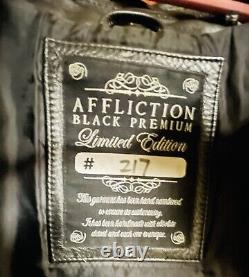 Affliction (Black Limited Edition) Embossed Leather Jacket, Size Large