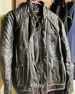 Affliction (Black Limited Edition) Embossed Leather Jacket, Size Large