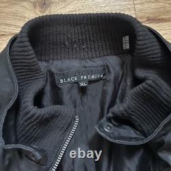 Affliction Black Premium Faux Leather Jacket Motorcycle Military Men's Size XL