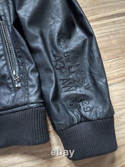 Affliction Black Premium Faux Leather Jacket Motorcycle Military Men's Size XL