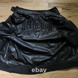 Affliction Black Premium Faux Leather Jacket Motorcycle Military Men's Size XL