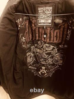 Affliction Black Premium Limited Edition American Custom Leather Jacket Size L