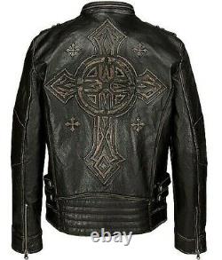 Affliction Black Premium On any Sunday Limited Rare Genuine Leather Jacket XL