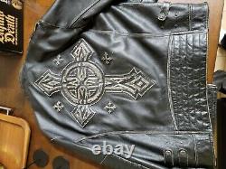 Affliction Black Premium On any Sunday Limited Rare Genuine Leather Jacket XL