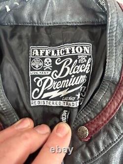 Affliction Jacket Men Medium Black Premium Motorcycle Café Black