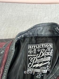 Affliction Jacket Men Medium Black Premium Motorcycle Café Black