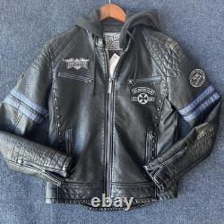 Affliction Jacket Mens Small Black Faux Leather AC Motor Club Studded Biker Moto