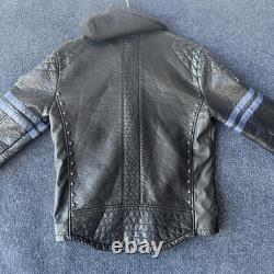 Affliction Jacket Mens Small Black Faux Leather AC Motor Club Studded Biker Moto