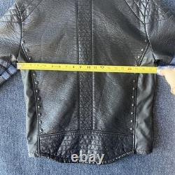 Affliction Jacket Mens Small Black Faux Leather AC Motor Club Studded Biker Moto