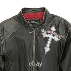 Affliction Leather Jacket Limited Edition Skull Cross Wings Live Fast Men Large