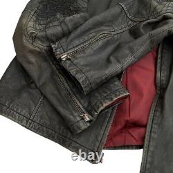 Affliction Leather Jacket Limited Edition Skull Cross Wings Live Fast Men Large