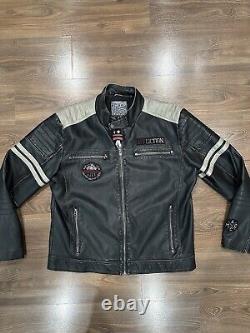 Affliction Men's Black Premium Leather Jacket Size XXL