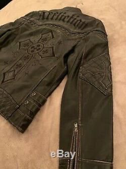 Affliction Mens Limited Edition Black Premium Leather Jacket #1169 Sz XL