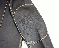 Affliction Mens Shredded Black Leather Motorcycle Jacket Coat size XXL 2XL