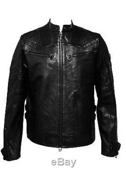 Affliction Motorcycle Leather Men Biker Jacket Black Size 2XL
