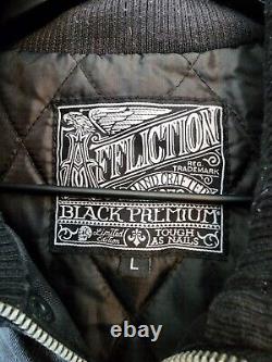 Affliction Motorcycle Patched Gray Jacket Bigger Medium Indian Skull Y2k 2000s
