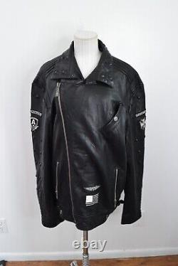 Affliction Premium Limited Edition Black Distressed Leather Jacket Mens Size 2XL