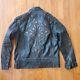Affliction Real Leather Jacket Men XL(fits Like L) Full Cross Black Zipper Broke