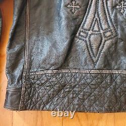 Affliction Real Leather Jacket Men XL(fits Like L) Full Cross Black Zipper Broke