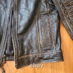 Affliction Real Leather Jacket Men XL(fits Like L) Full Cross Black Zipper Broke