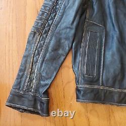 Affliction Real Leather Jacket Men XL(fits Like L) Full Cross Black Zipper Broke