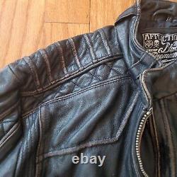 Affliction Real Leather Jacket Men XL(fits Like L) Full Cross Black Zipper Broke