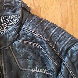 Affliction Real Leather Jacket Men XL(fits Like L) Full Cross Black Zipper Broke