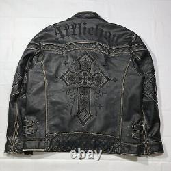 Affliction black premium limited edition leather jacket Size XL