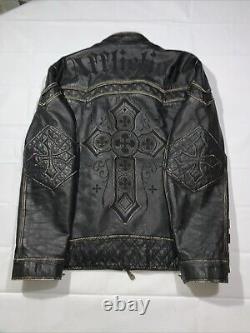 Affliction black premium limited edition leather jacket Size XL