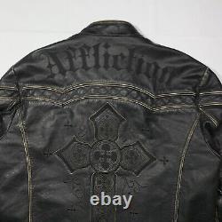 Affliction black premium limited edition leather jacket Size XL