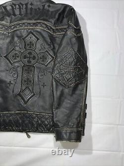 Affliction black premium limited edition leather jacket Size XL