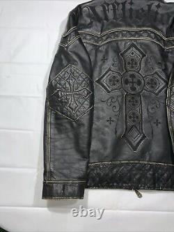 Affliction black premium limited edition leather jacket Size XL