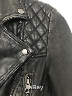 AllSaints Distressed All Saints Leather Jacket Black, Motorcycle 0 XS