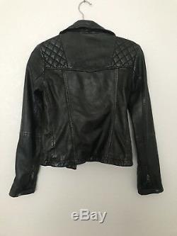 AllSaints Distressed All Saints Leather Jacket Black, Motorcycle 0 XS