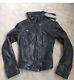 AllSaints Ladies BELVEDERE Black Leather Biker Jacket Fitted Coat High Collar 8