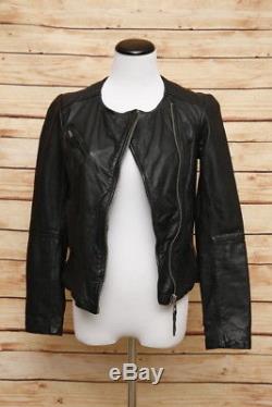 AllSaints Lavine Leather Biker Jacket Black Size 4 UK 8 Motorcycle Jacket