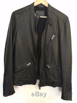 All Saint's Tide Gray/Black Leather Racer Jacket Size XS