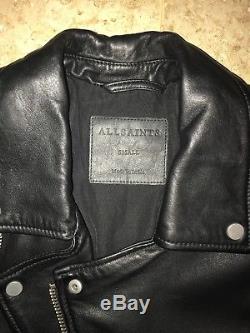 All Saints ALLSAINTS Mens Black Leather Jacket S Small