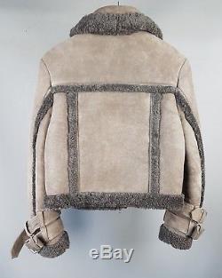 All Saints Asher Shearling Biker aviator jacket Leather sheepskin SIZE SMALL