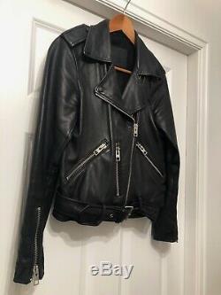 All Saints Black Leather Balfern Biker Jacket Size Uk 10