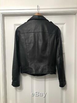 All Saints Black Leather Balfern Biker Jacket Size Uk 10
