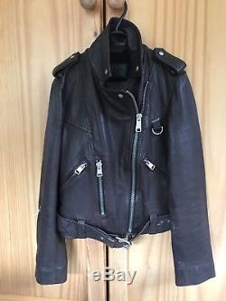 All Saints Gidley Ladies leather Jacket size 12 Oxblood