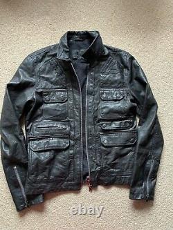 All Saints HABANERO Leather jacket Size Large Black Mint Condition