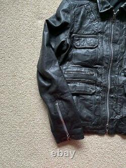 All Saints HABANERO Leather jacket Size Large Black Mint Condition