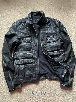 All Saints HABANERO Leather jacket Size Large Black Mint Condition