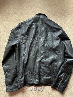 All Saints HABANERO Leather jacket Size Large Black Mint Condition