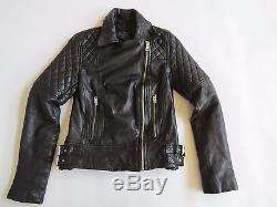 All Saints Jacks Spitalfields Leather bomber moto motorcycle Jacket black zip 4