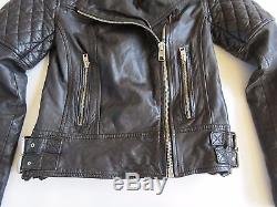 All Saints Jacks Spitalfields Leather bomber moto motorcycle Jacket black zip 4