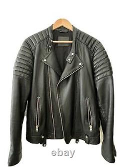 All Saints Jasper Sheep Leather Biker Motorcycle Jacket Mens L Black