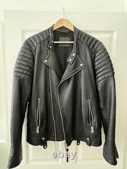 All Saints Jasper Sheep Leather Biker Motorcycle Jacket Mens L Black